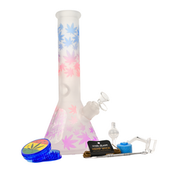 12" 5mm Frosted Leaf Glass Bong