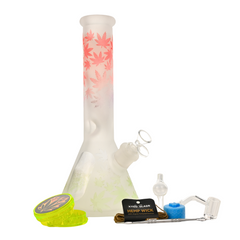 12" 5mm Frosted Leaf Glass Bong
