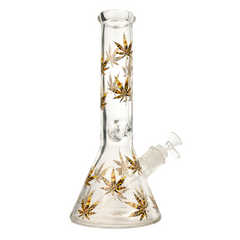 12" 7mm Mushroom Trip / Weed Leaf Glass Bong