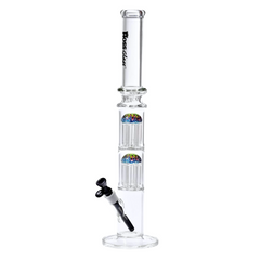 22" Hoss Glass Straight with Double 8 Arm Reversal Percolator / Black Colour