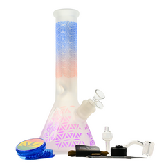 12" 5mm Flowered Pattern Glass Bong