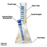 Castle Glassworks 12" Squigz Beaker Bong 5mm Thick Glass