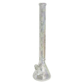 24" Water Pipe with Beaker Base Chrome Finish with Leaf Design