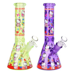 Hi Kitty Neon Beaker Glass Water Pipe - 10" / 14mm F
