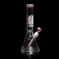 Milkyway Glass 14" Coat Of Arms Beaker Pink (MK-037) - SmokeTime