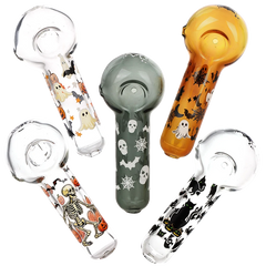 Pulsar Halloween Glass Spoon Pipe Bundle - 4.5" / Assorted Colors & Designs