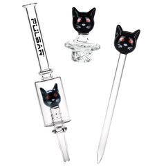 Pulsar Superstitious Kitty Glass Dab Rig Set - 8" / 14mm F