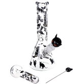 Pulsar Superstitious Kitty GLOW Glass Herb Pipe Duo - 9.75" / 14mm F