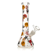 12" Red Eye Glass Smiley Shrooms/ Smiley Face Water Pipe