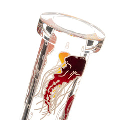 Red Eye Glass 15" 7mm Thick Jellyfish Glow-in-the-Dark Water Pipe