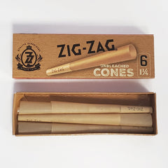 Zig-Zag Unbleached 1 1/4 Pre-Rolled Cones 6/pack - SmokeTime