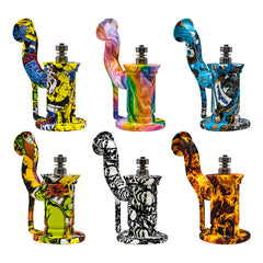 Assorted Graphical Silicone dab rig with Titanium Nail 6 Inches