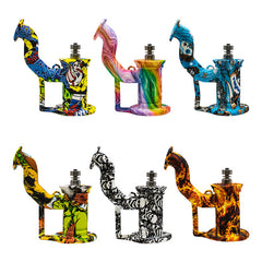 Assorted Graphical Silicone dab rig with Titanium Nail 6 Inches