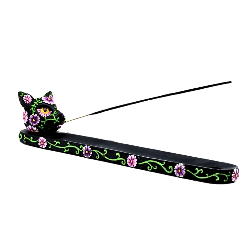 Fantasy Gifts Black Day of the Dead Cat Incense Burner