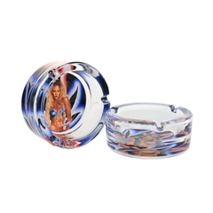3.5" Fujima 'Girl Leaf' Round Glass Ashtray