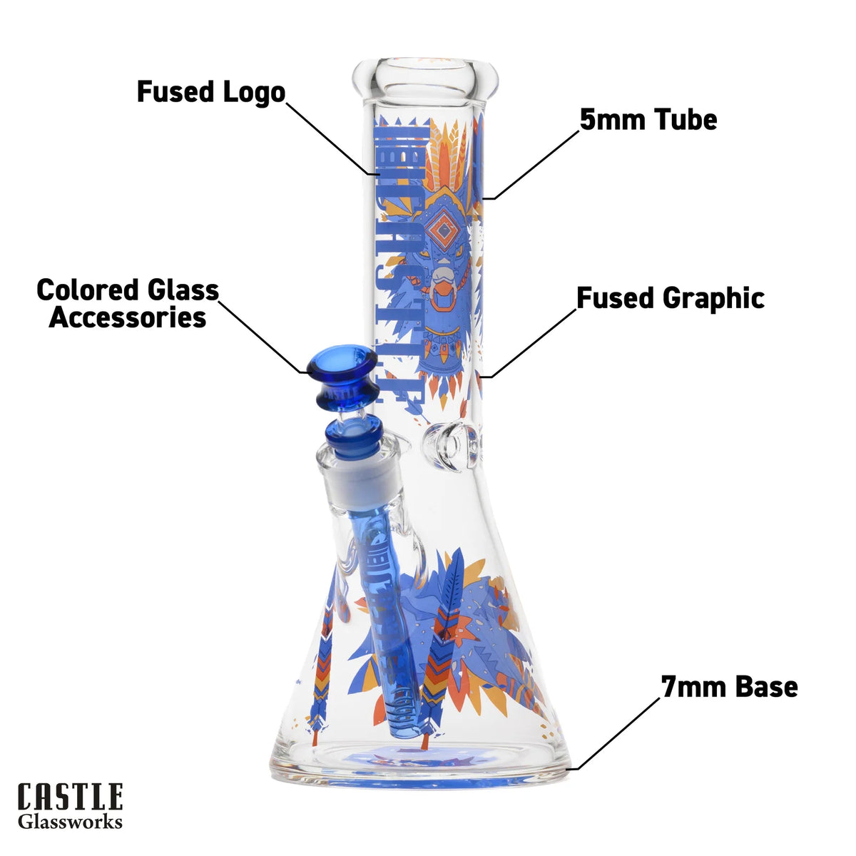 12" Aztec Beaker Bong - 5mm Thick Glass