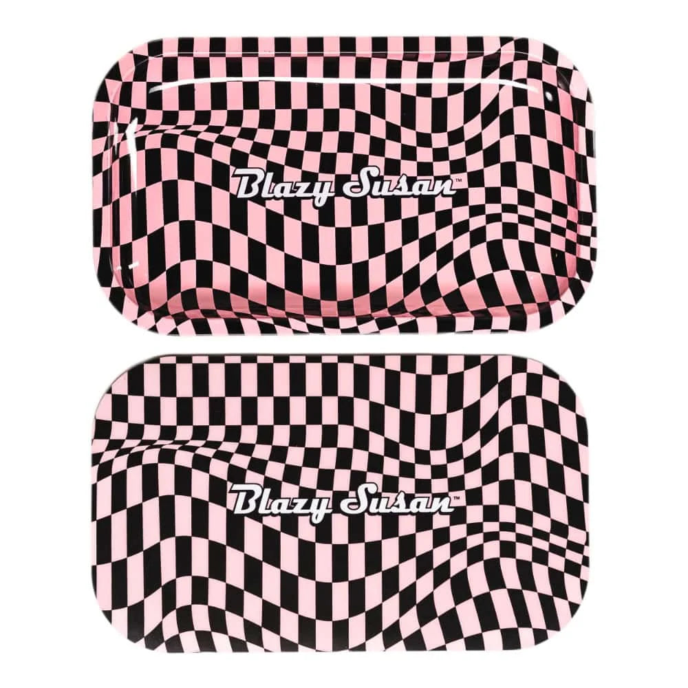 Blazy Susan Trippy Checker Rolling Tray w/ Lid - Medium