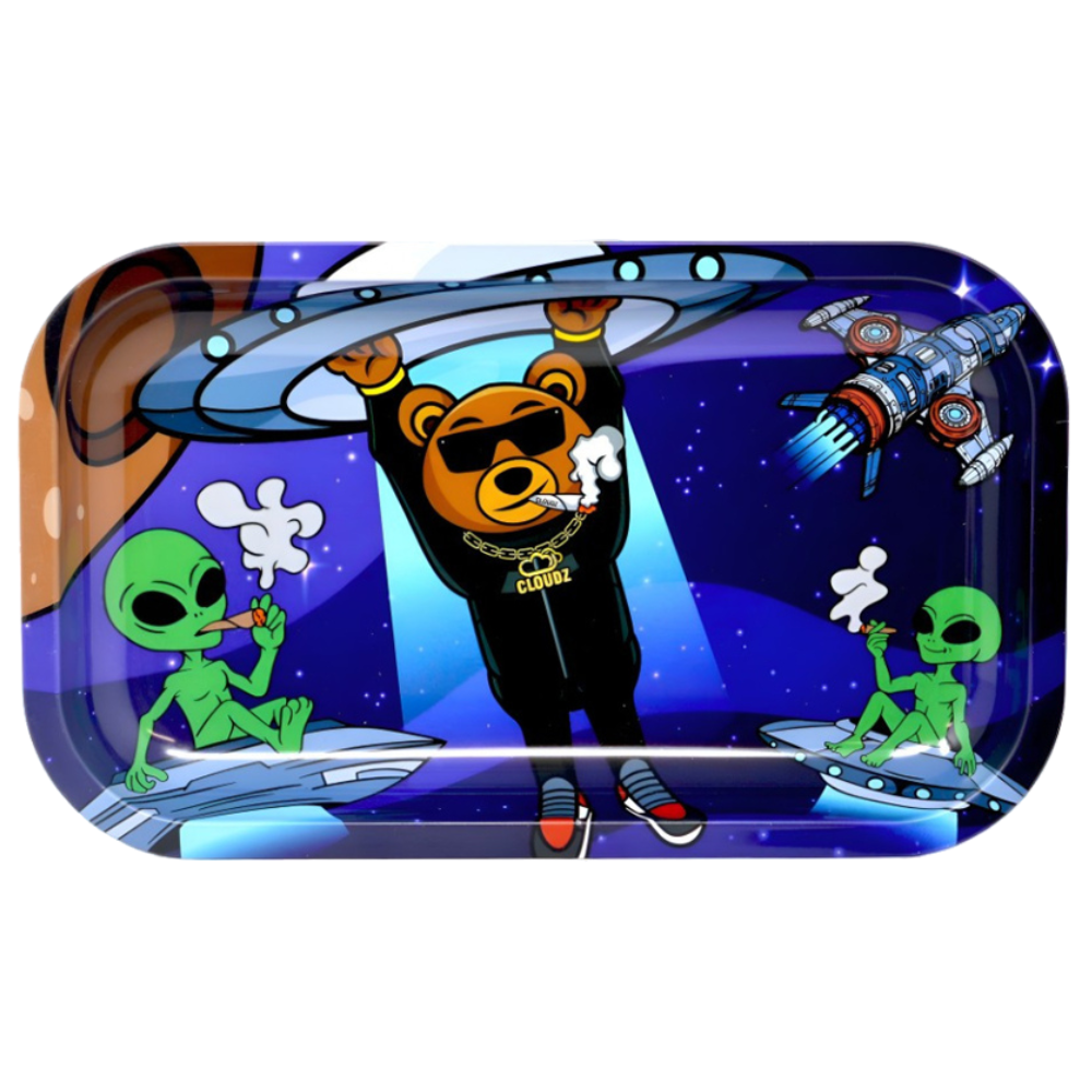 Cloudz Smoke Alien Metal Rolling Tray - Medium