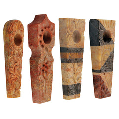 Carved Marble Stone Pipe - 3" / Assorted Styles