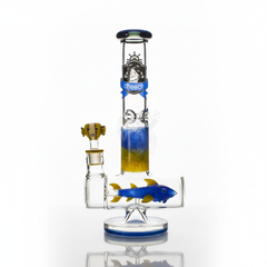 Cheech Glass 14" Blue Fish Inline Tube With Fish Bowl (CHE-229)