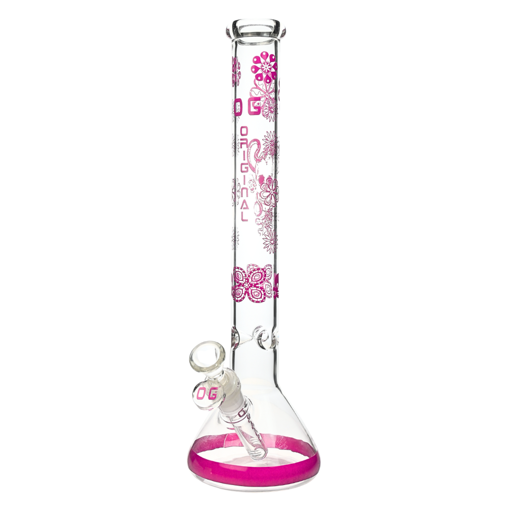 14" 5mm OG Original Glass Flower Pattern Beaker