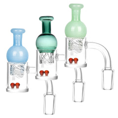 14mm Quartz 90° Banger & Helix Carb Cap Comb by Pulsar