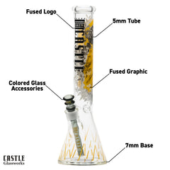 Castle Glassworks 16-Inch Princess Warrior Beaker Bong 5mm Thick Glass