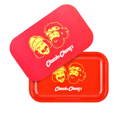 Pulsar X Cheech & Chong Red Faces Metal Rolling Tray w/ Lid