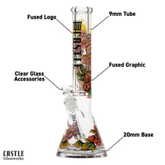 Castle Glassworks 16" Serpent Beaker Bong 9mm Thick Glass