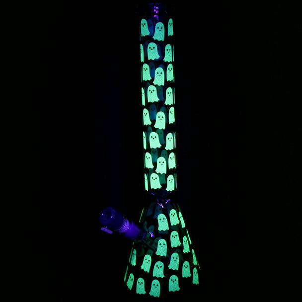 Ghostly Glow Beaker Water Pipe - 18" - 14mm F