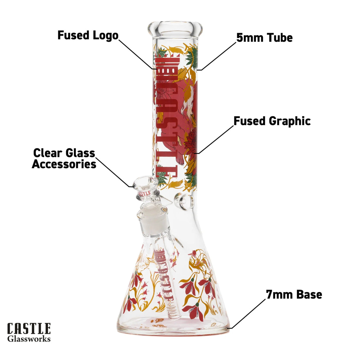 Castle Glassworks 12" Vibes Beaker Bong 5mm Thick Glass