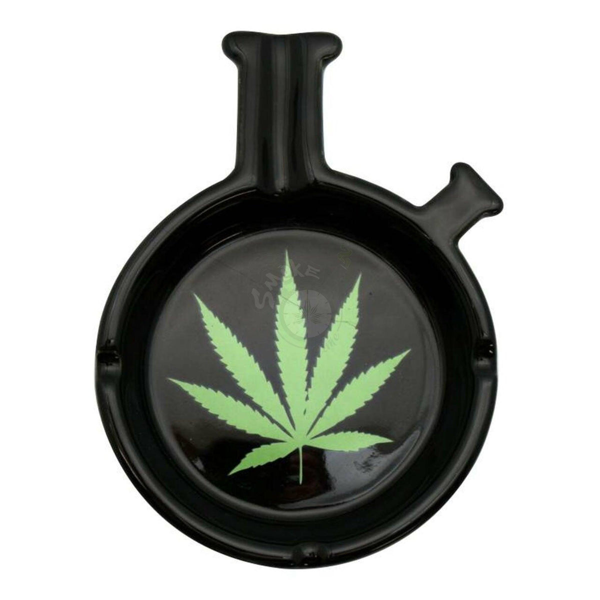 Classic Waterpipe Shaped Ashtray w/ Green Leaf - SmokeTime