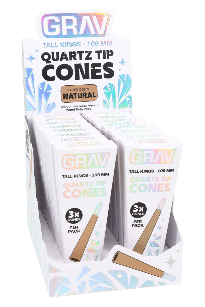 GRAV Quartz Tip Natural Pre-Rolled Cones Display - Tall Kings / 3pc