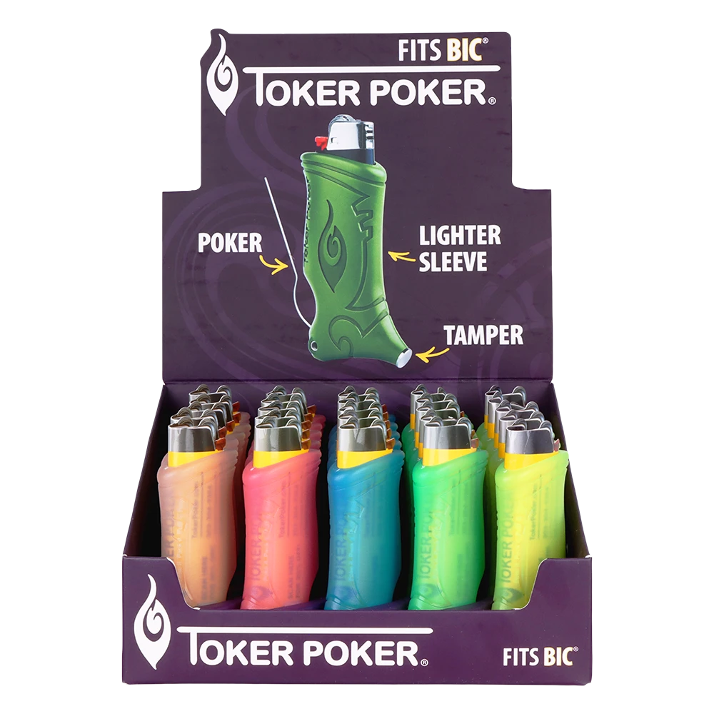 Toker Poker Lighter Sleeve Display - Glow In The Dark / Assorted Colors