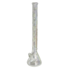 24" Water Pipe with Beaker Base Chrome Finish with Leaf Design