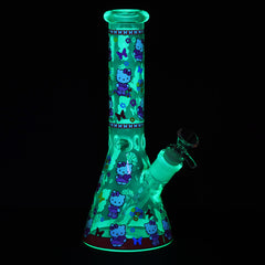 Hi Kitty Neon Beaker Glass Water Pipe - 10" / 14mm F