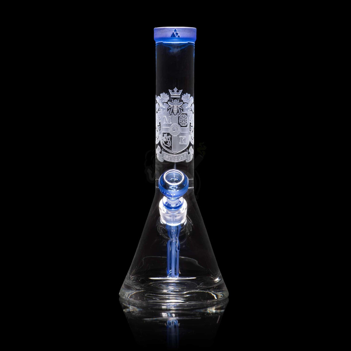 Milkyway Glass 14" Coat Of Arms Beaker Blue (MK-038) - SmokeTime