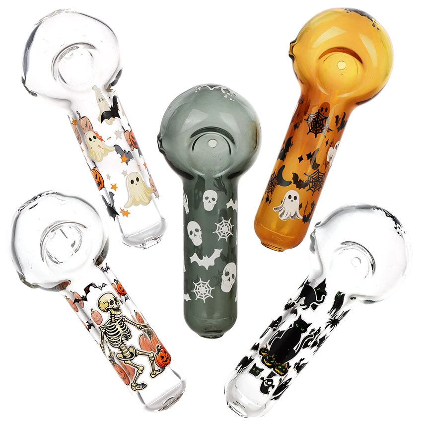 Pulsar Halloween Glass Spoon Pipe Bundle - 4.5" / Assorted Colors & Designs
