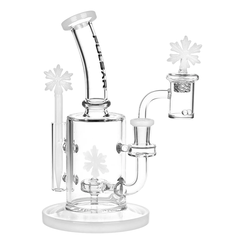 Pulsar Holidaze Series Glass Dab Rig Set - 8.25" / 14mm F / Snowflake