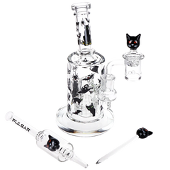 Pulsar Superstitious Kitty Glass Dab Rig Set - 8" / 14mm F