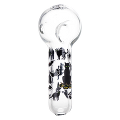 Pulsar Superstitious Kitty GLOW Glass Herb Pipe Duo - 9.75" / 14mm F