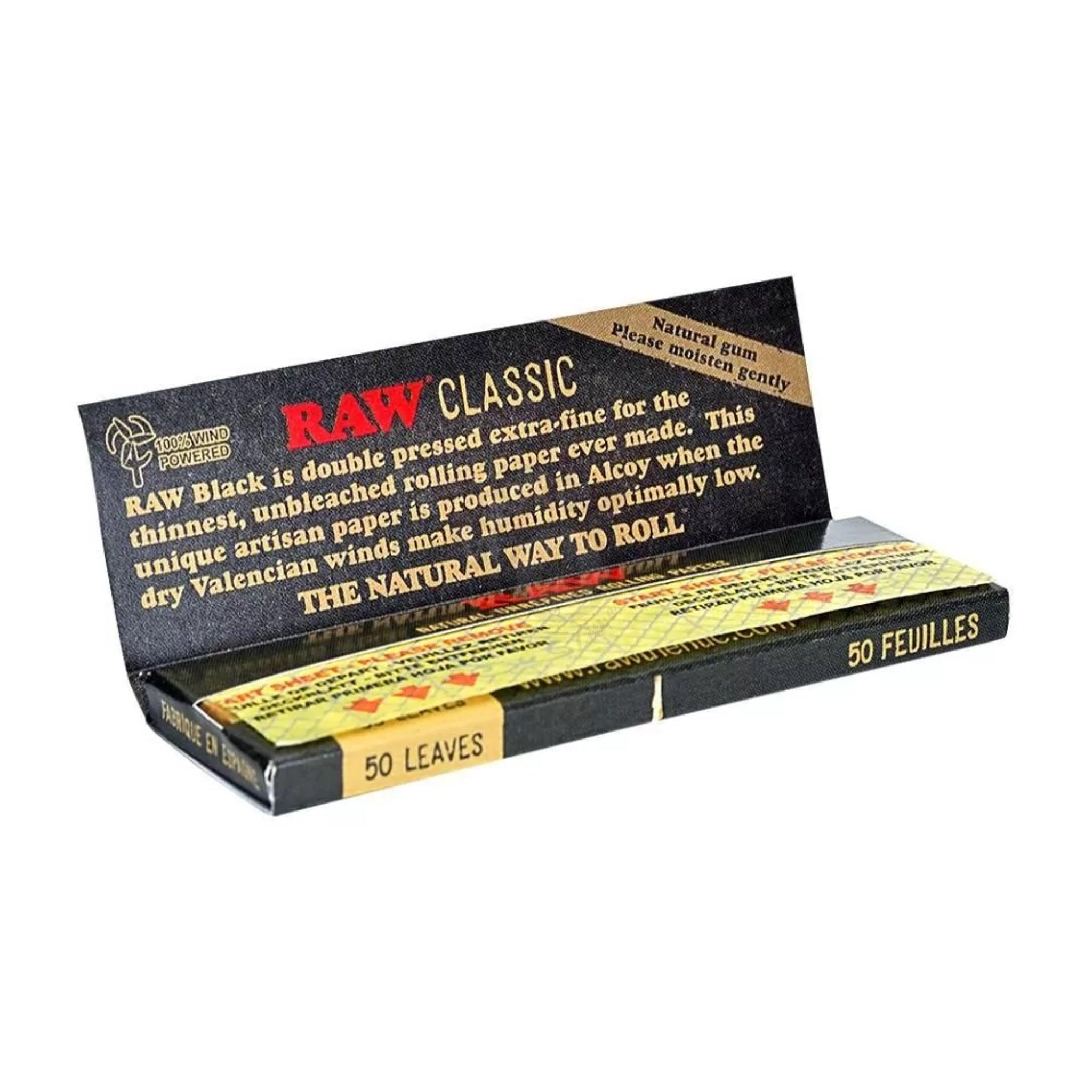 RAW Classic Black 1-1/4 Size 50/pack - SmokeTime