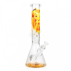 Red Eye Glass 15" Tall Lion Beaker Tube W/Matching Fillacello Artwork - SmokeTime