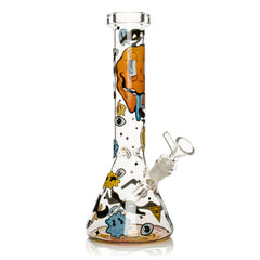12" Red Eye Glass Smiley Shrooms/ Smiley Face Water Pipe