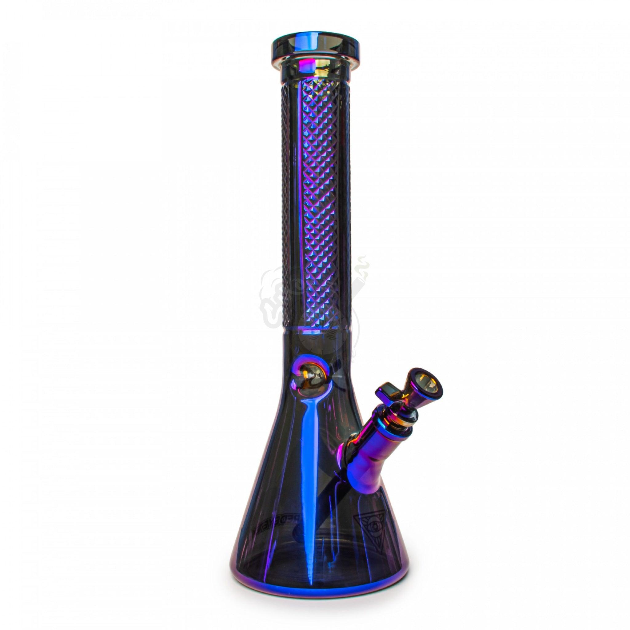 Red Eye Tek 15" 7mm Thick Metallic Beaker W/Facetted Design (K3137) - SmokeTime