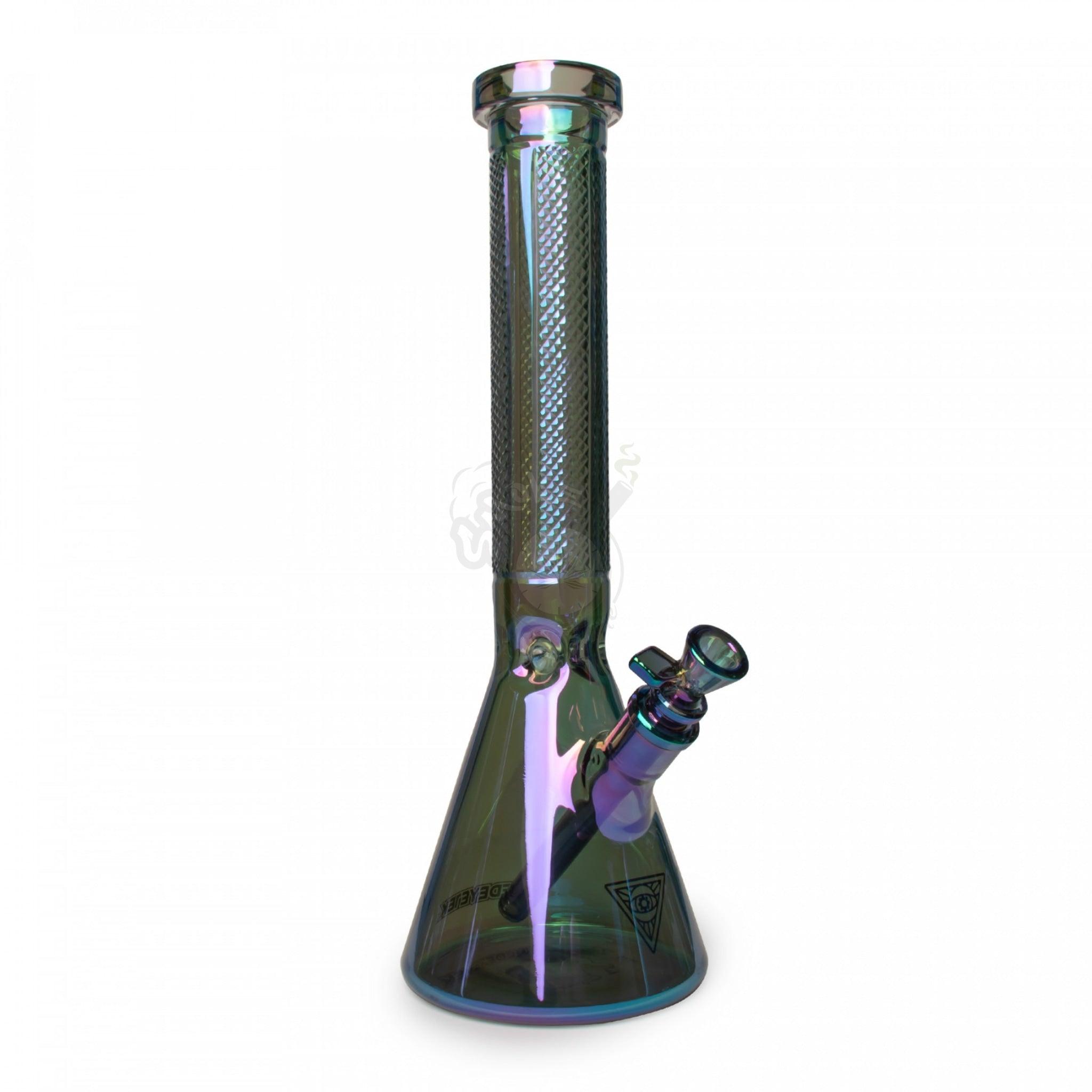 Red Eye Tek 15" 7mm Thick Metallic Beaker W/Facetted Design (K3137) - SmokeTime