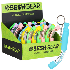 SeshGear Curved Glass Taster w/ Silicone Sleeve Display - 4.75" / Assorted Colors